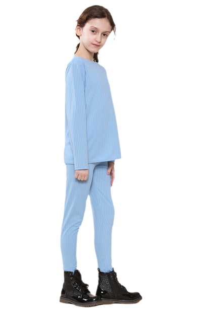 Girls Ribbed Tracksuit Loungewear Outfits