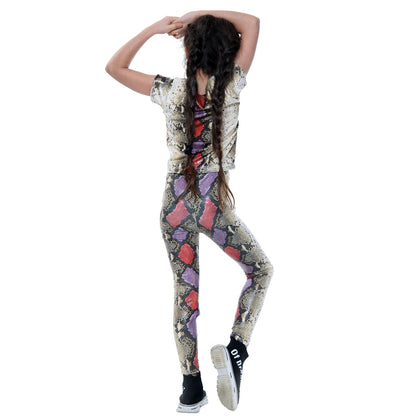 Girls Snake Crop Top & Leggings Outfit - Snake