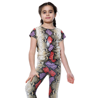 Girls Snake Crop Top & Leggings Outfit - Snake