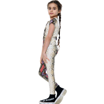Girls Snake Crop Top & Leggings Outfit - Snake