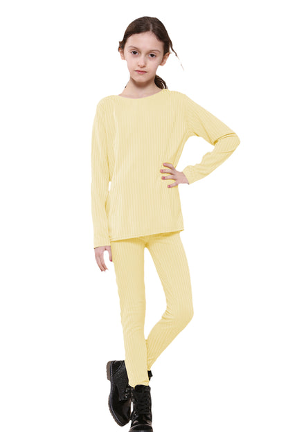 Girls Ribbed Tracksuit Loungewear Outfits