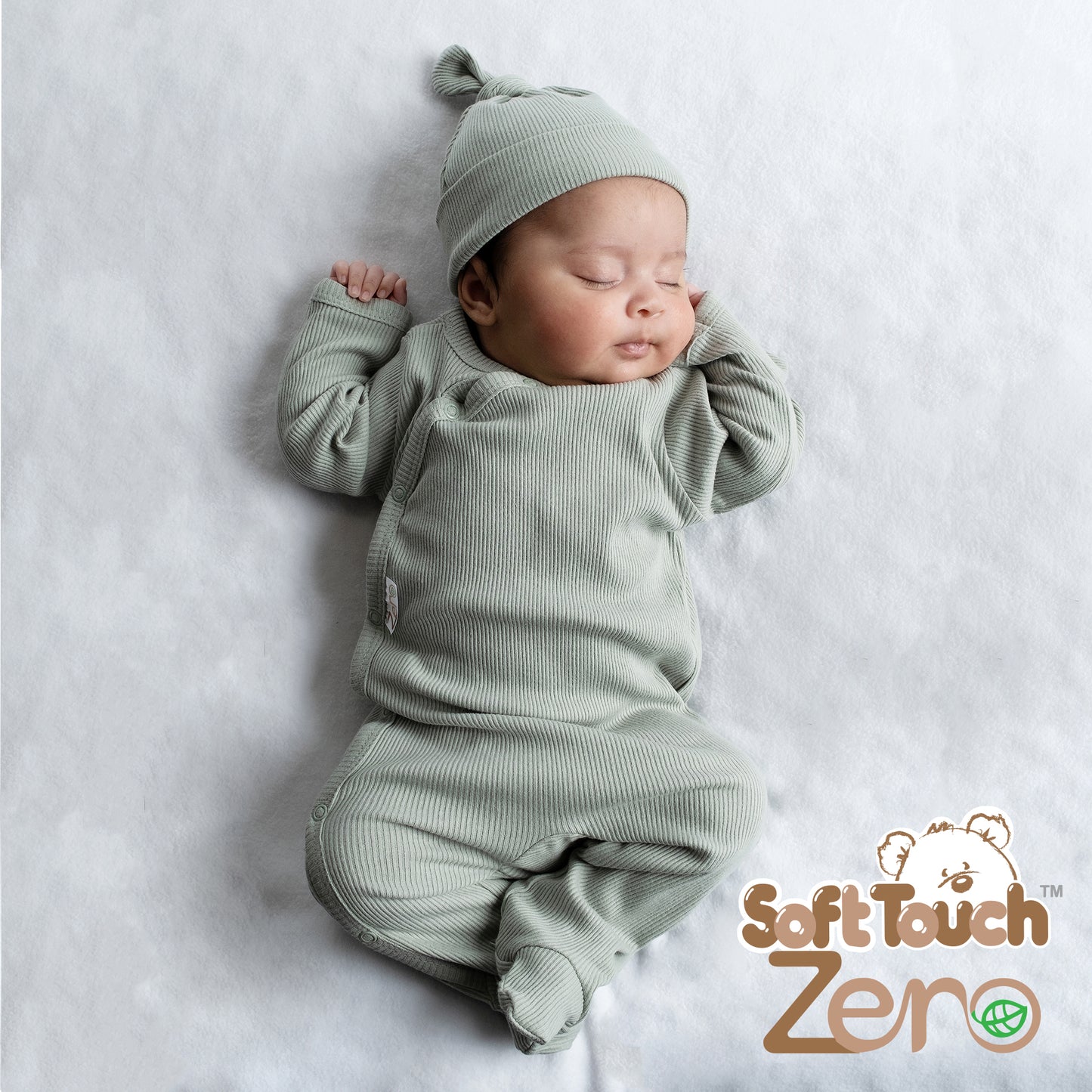 Baby Bodysuit Ribbed Sleepsuit Beanie Hat Bib
