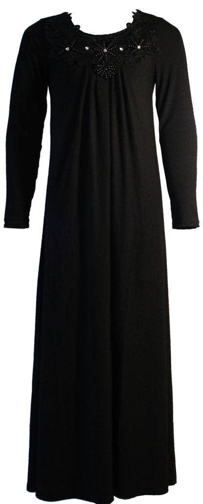 Girls Beaded Long Maxi Abaya Dress