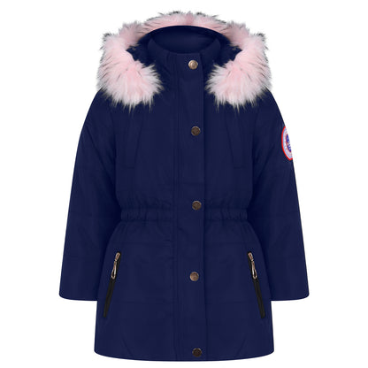 Girls Parka Winter Faux Fur Hooded Coats