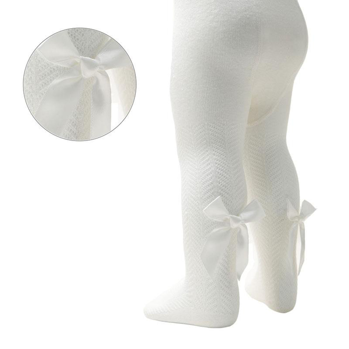 Tights Baby Girls Heart With Ribbon Bow Pom Pom Cotton Rich Newborn - 5 Years