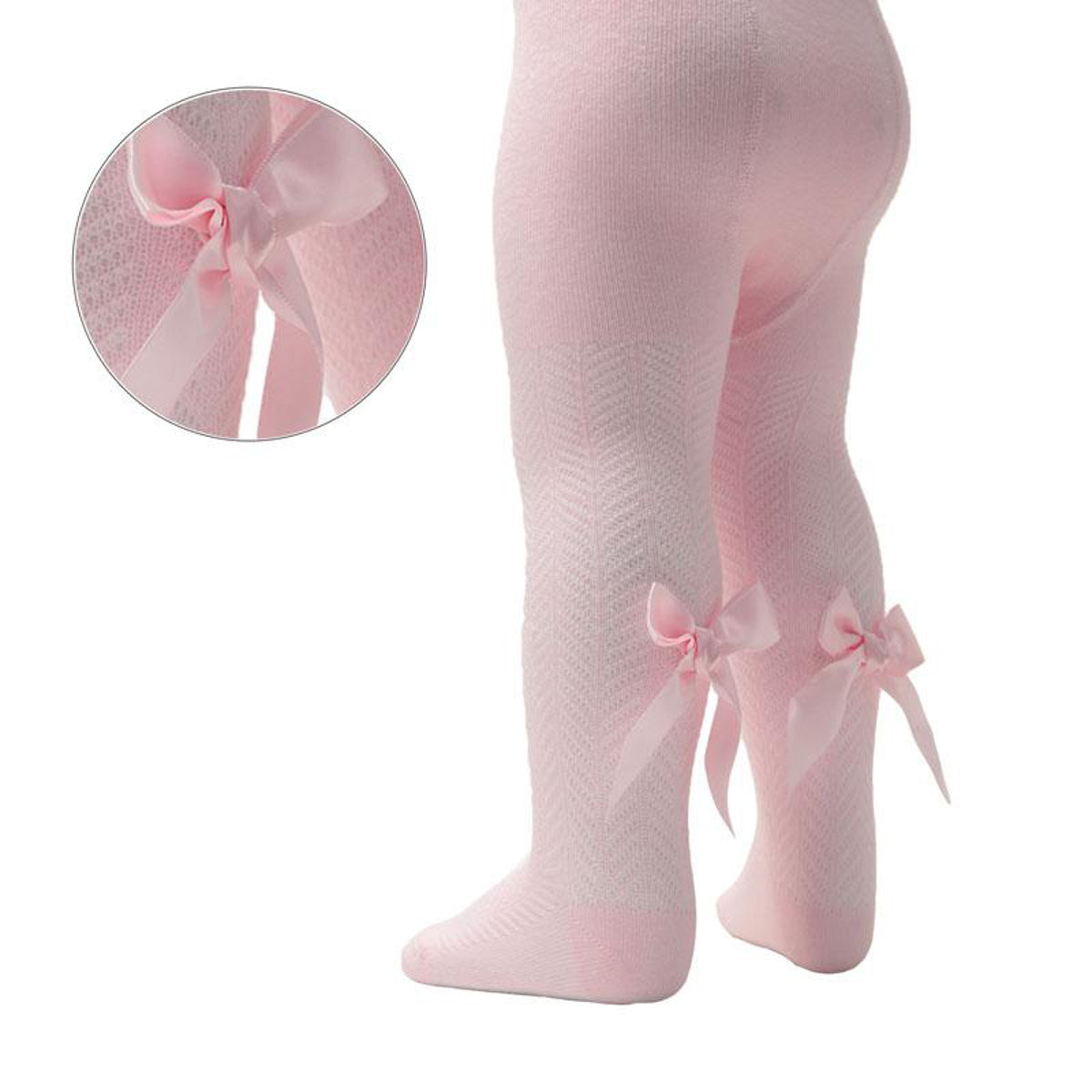 Tights Baby Girls Heart With Ribbon Bow Pom Pom Cotton Rich Newborn - 5 Years