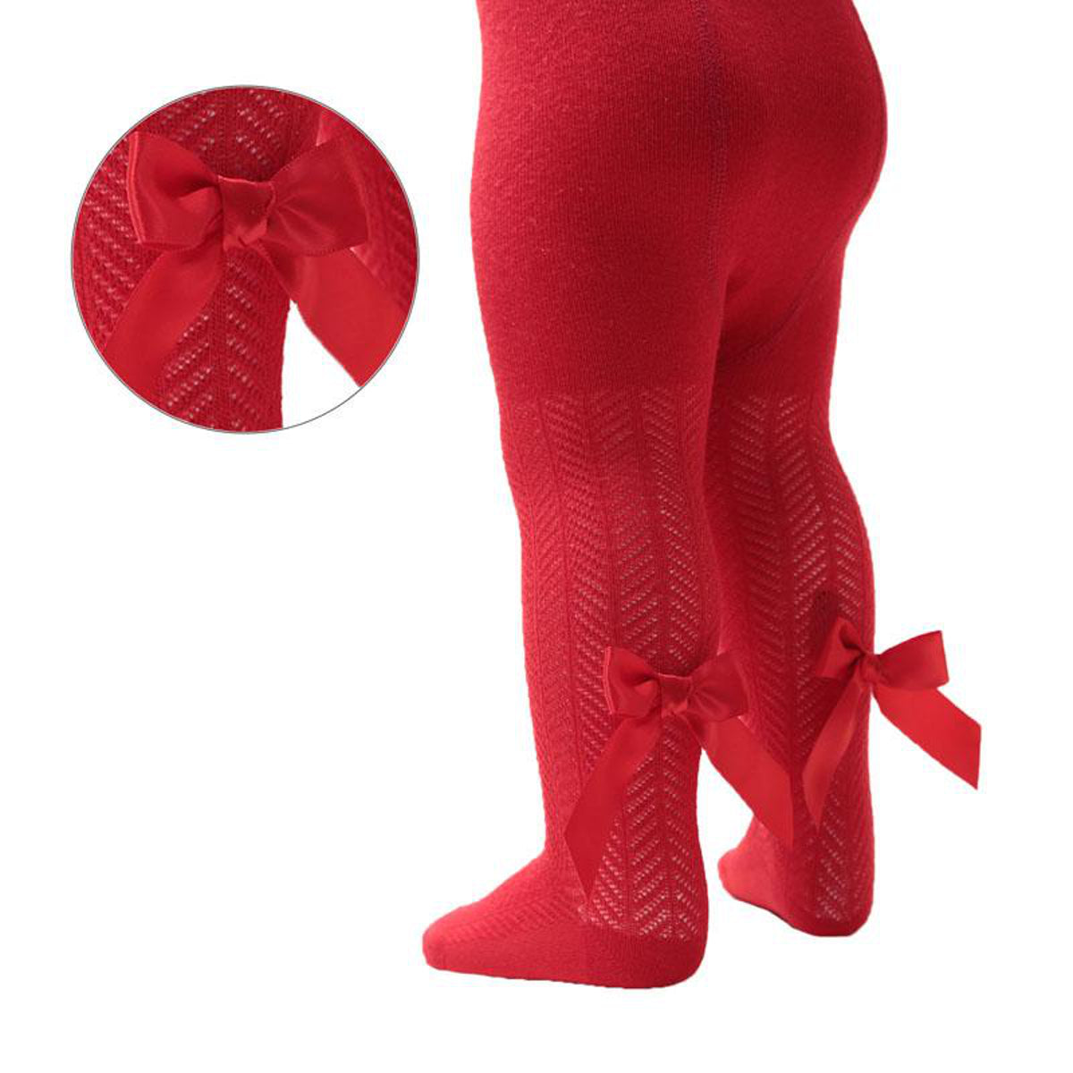 Tights Baby Girls Heart With Ribbon Bow Pom Pom Cotton Rich Newborn - 5 Years