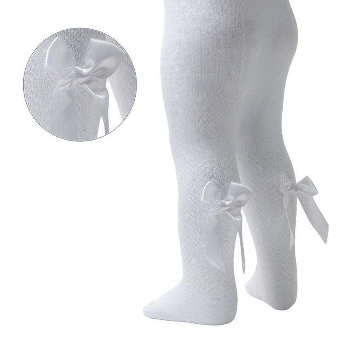Tights Baby Girls Heart With Ribbon Bow Pom Pom Cotton Rich Newborn - 5 Years