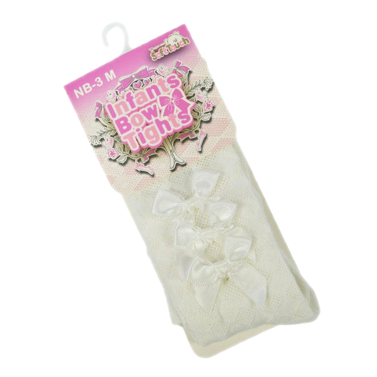 Baby Girls Bow Ribbon Tights - Cream