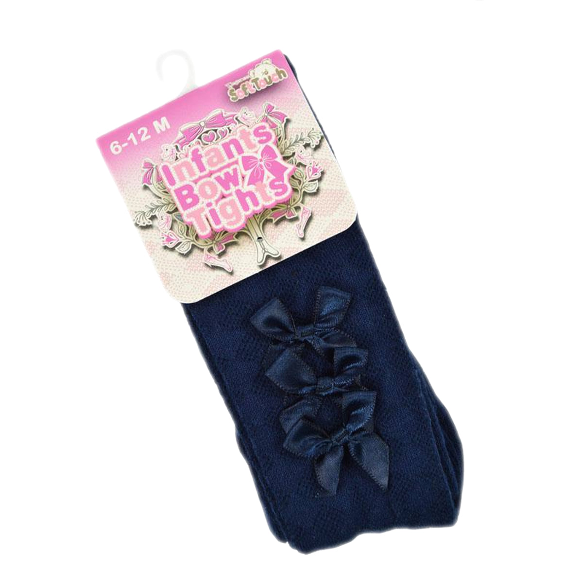 Baby Girls Bow Ribbon Tights - Navy