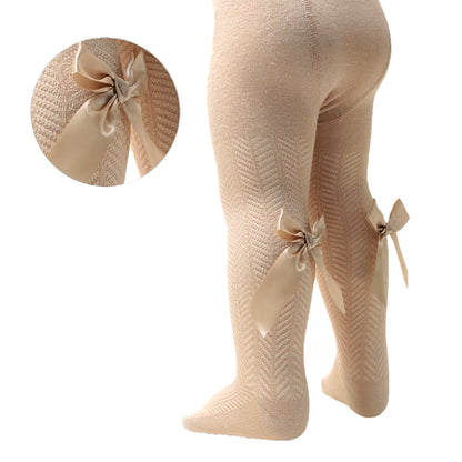 Tights Baby Girls Heart With Ribbon Bow Pom Pom Cotton Rich Newborn - 5 Years