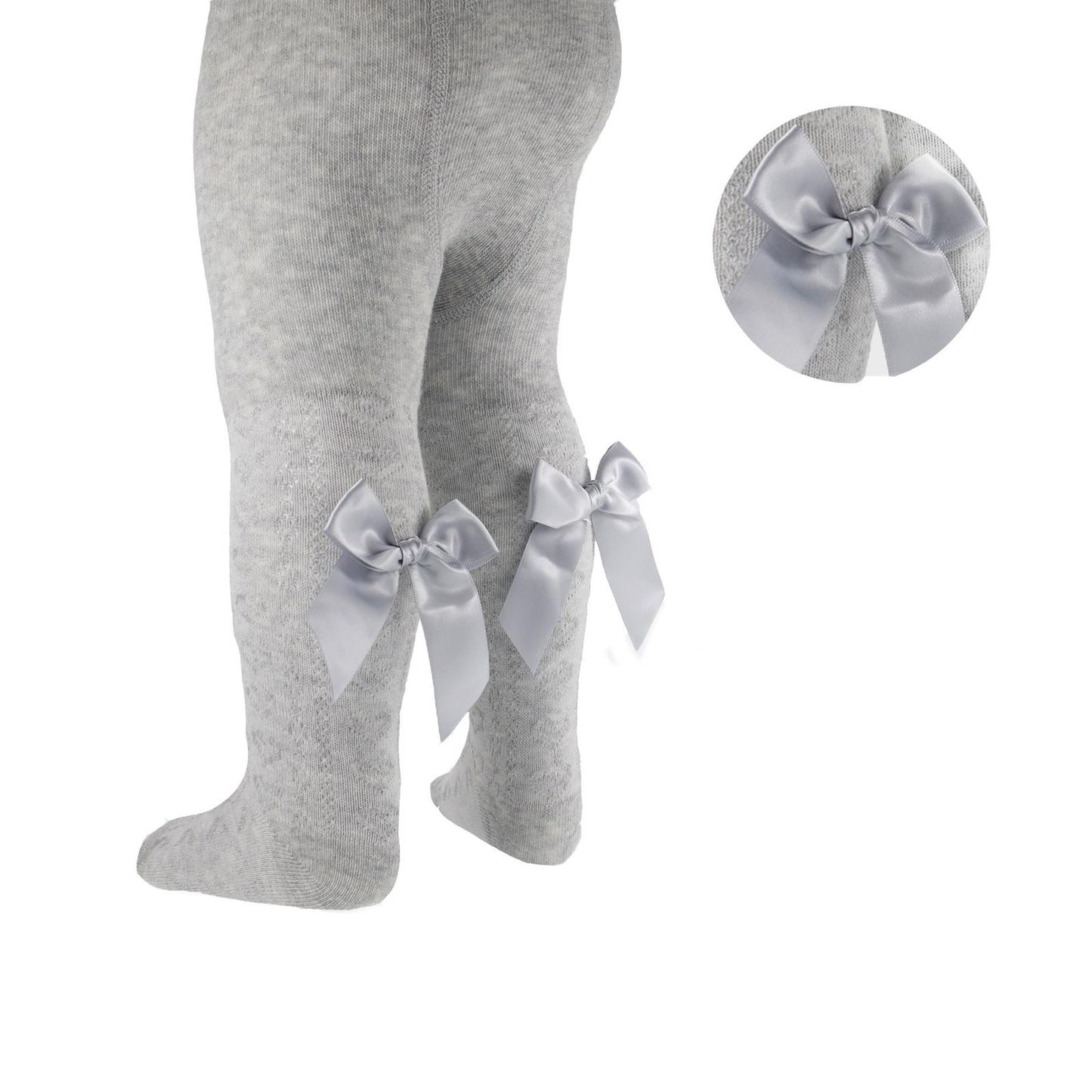 Tights Baby Girls Heart With Ribbon Bow Pom Pom Cotton Rich Newborn - 5 Years