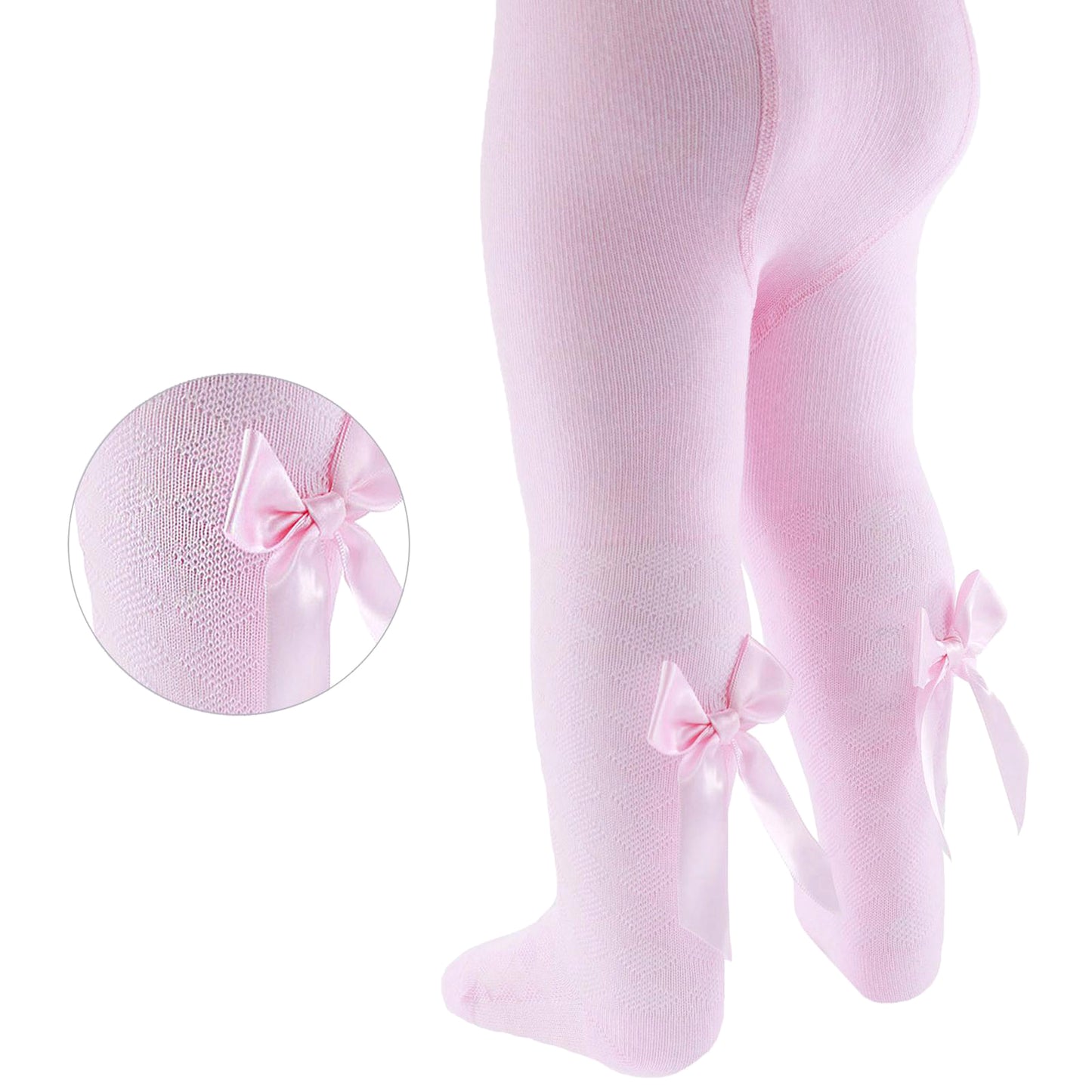 Tights Baby Girls Heart With Ribbon Bow Pom Pom Cotton Rich Newborn - 5 Years