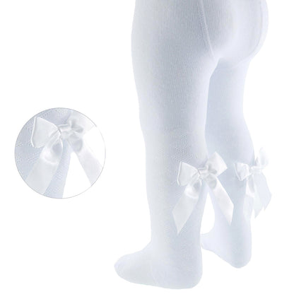 Tights Baby Girls Heart With Ribbon Bow Pom Pom Cotton Rich Newborn - 5 Years