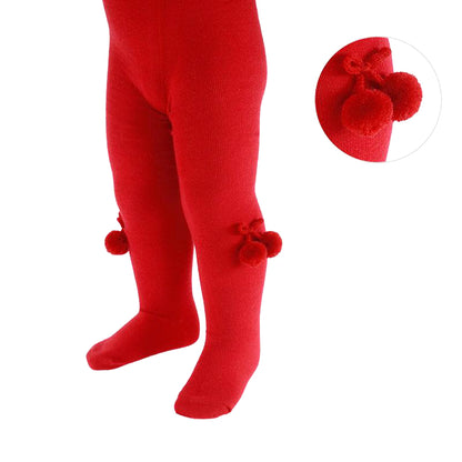 Tights Baby Girls Heart With Ribbon Bow Pom Pom Cotton Rich Newborn - 5 Years