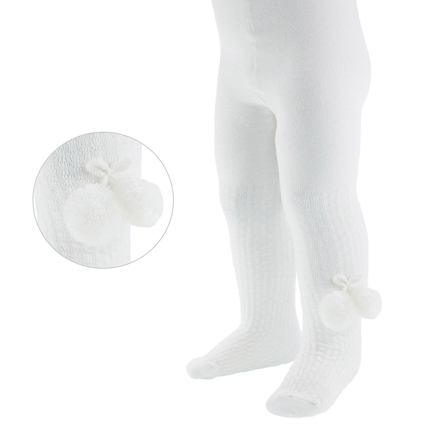 Tights Baby Girls Heart With Ribbon Bow Pom Pom Cotton Rich Newborn - 5 Years
