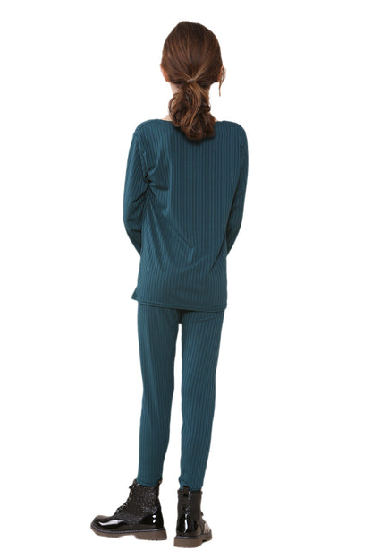 Girls Ribbed Tracksuit Loungewear Outfits