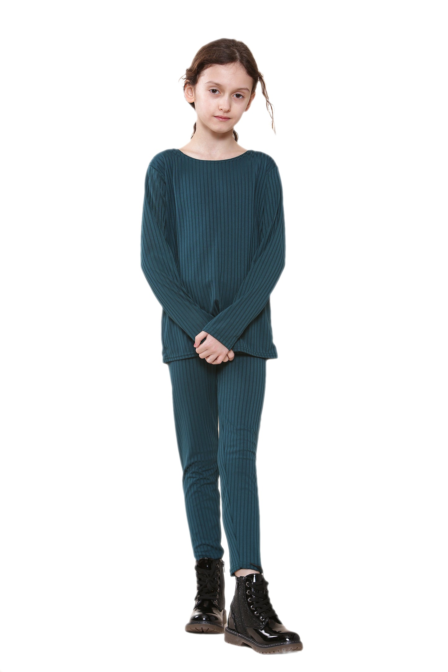 Girls Ribbed Tracksuit Loungewear Outfits