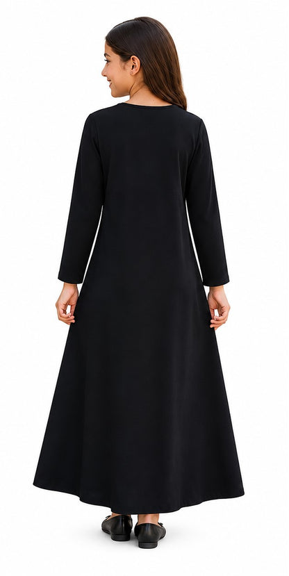 Girls Beaded Long Maxi Abaya Dress