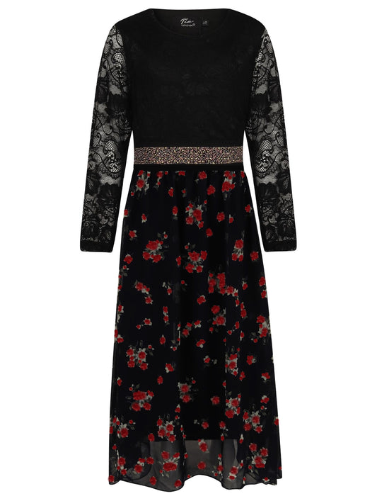 Girls Asymmetrical Floral Maxi Dresses