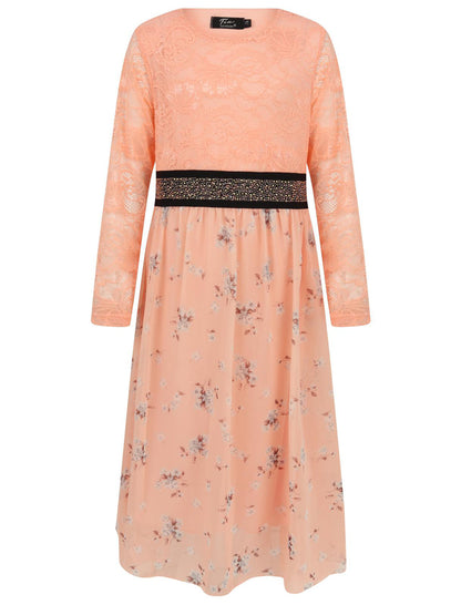 Girls Asymmetrical Floral Maxi Dresses