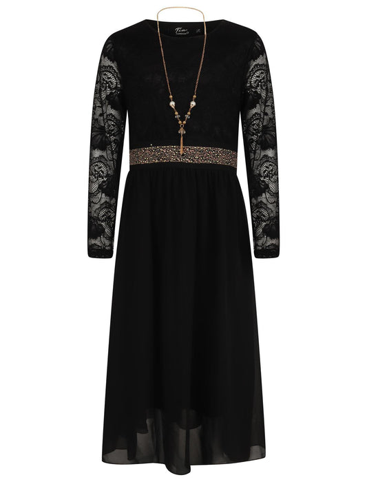 Girls Floral Lace Maxi Dress