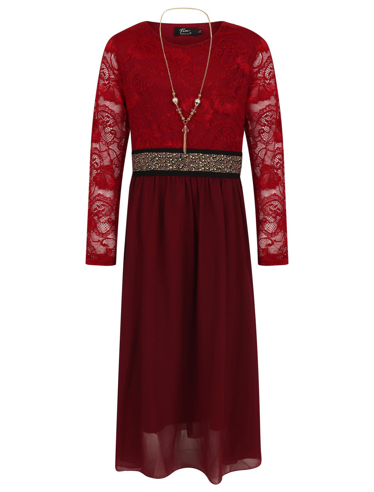 Girls Floral Lace Maxi Dress