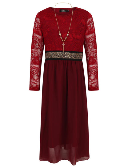 Girls Floral Lace Maxi Dress