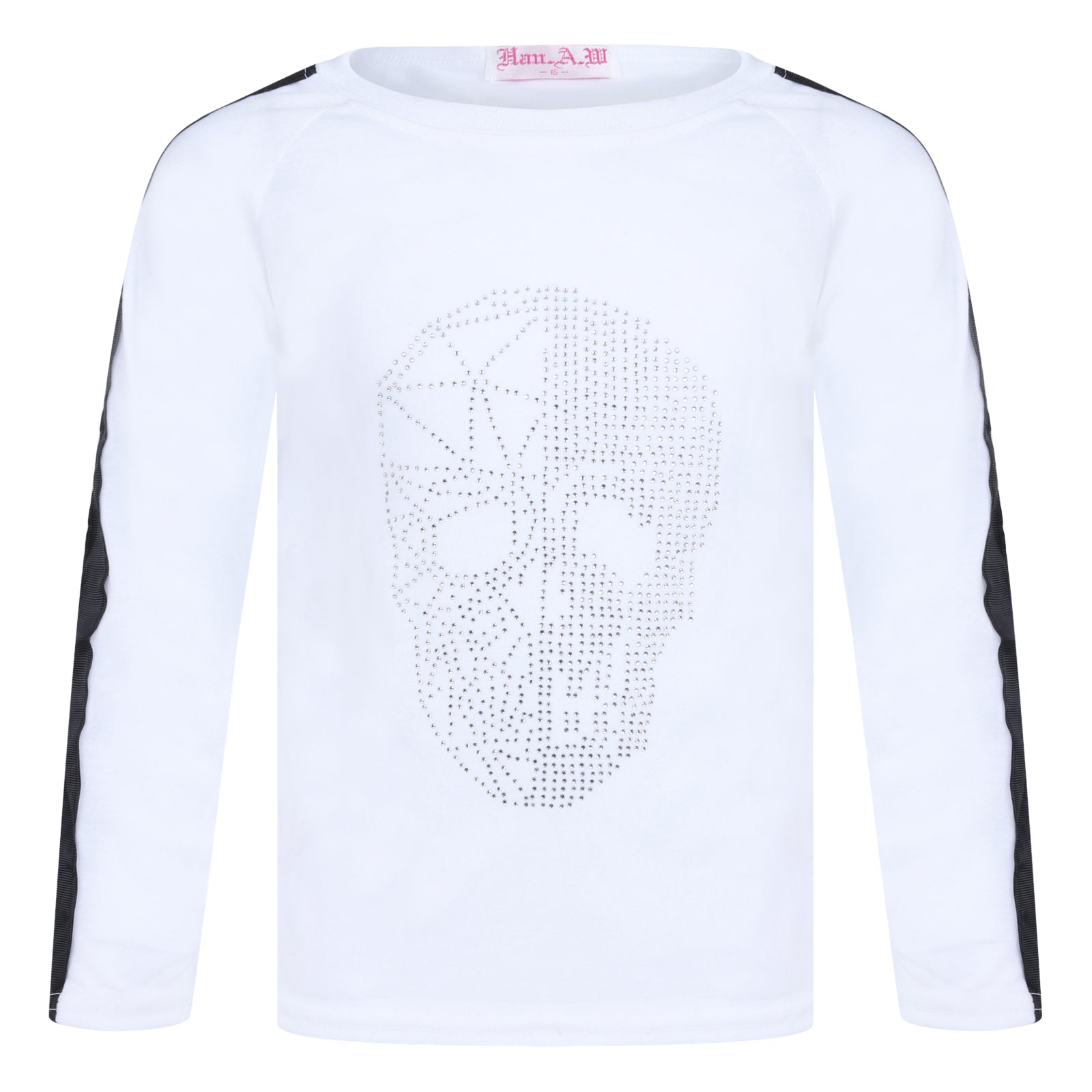 Boys Silver Skull Face Studded Tops - White