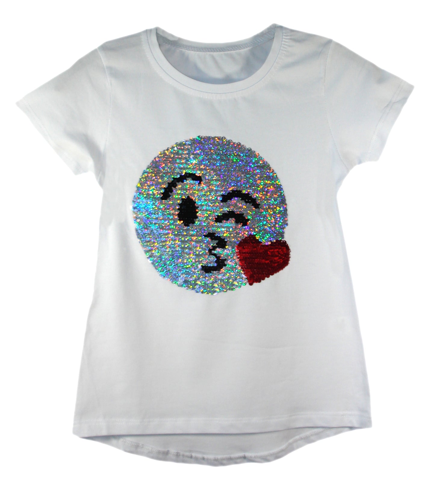 Girls Shiny Sequin Face T-Shirt
