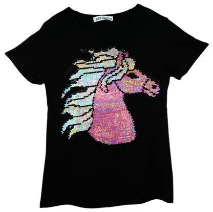 Girls Animal Sequin Brush Changing T-Shirts