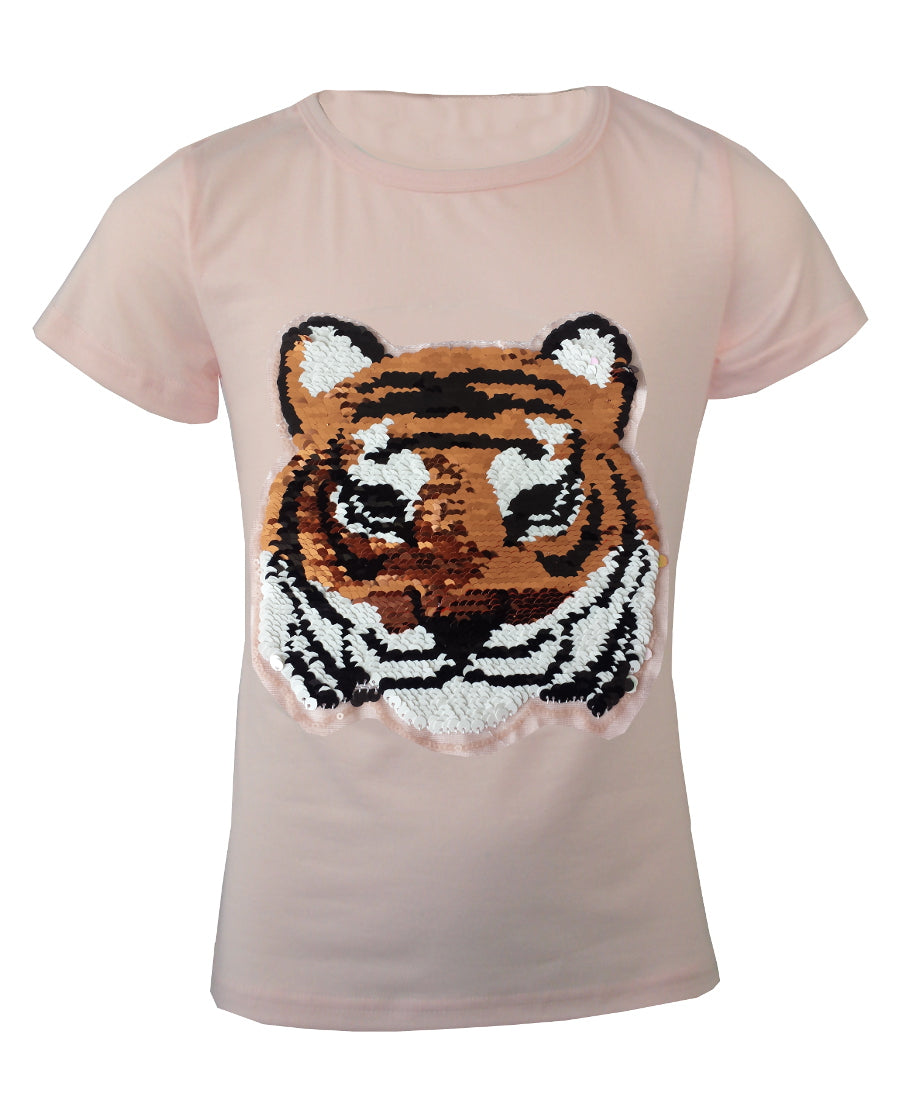 Girls Animal Sequin Brush Changing T-Shirts