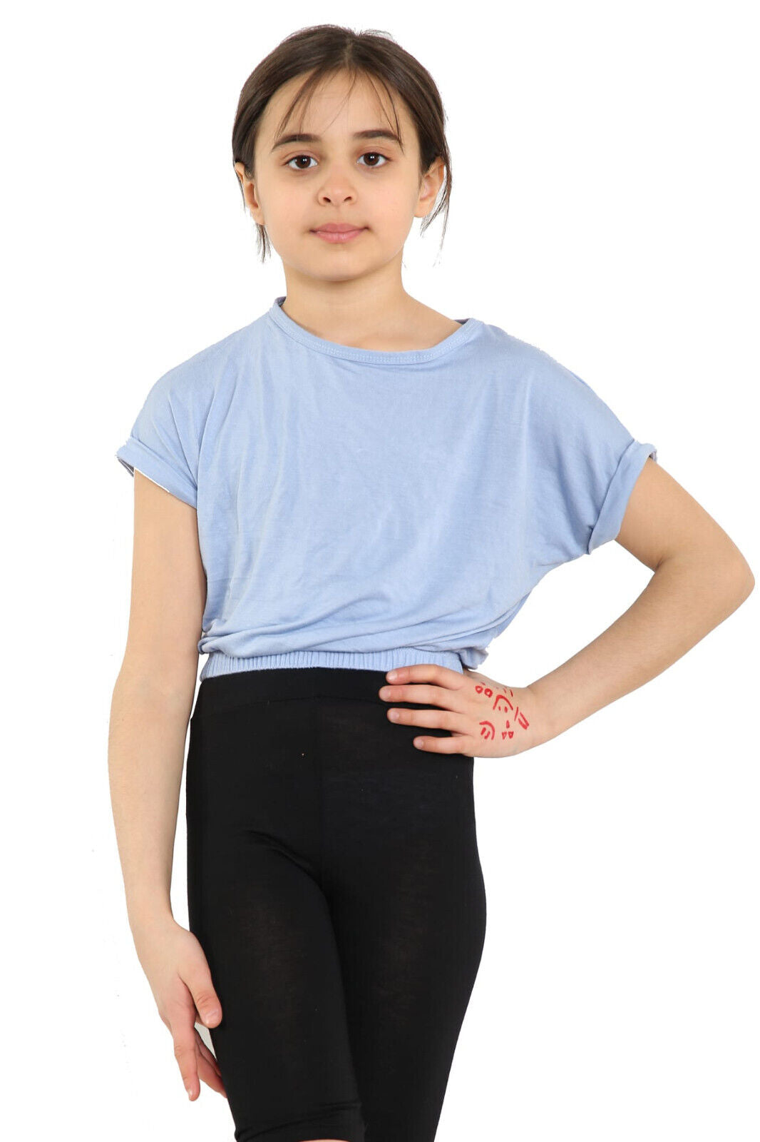 Girls Batwing Neon Crop Top T-Shirt