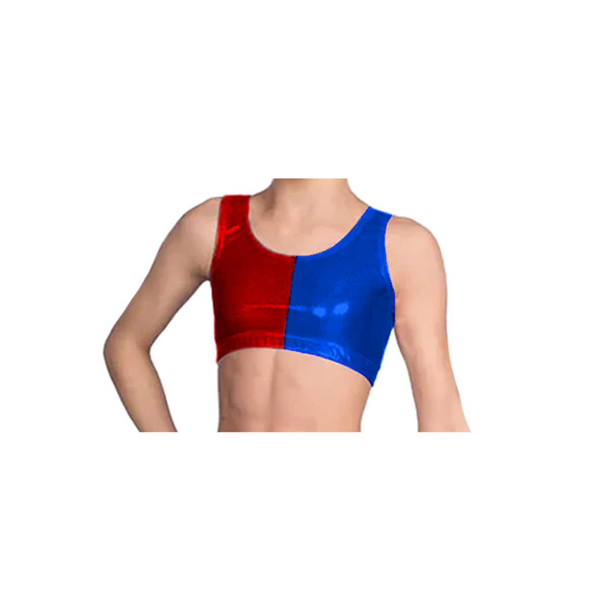 Girls Harley Quinn Vest Crop Top Red Blue 3-14 years