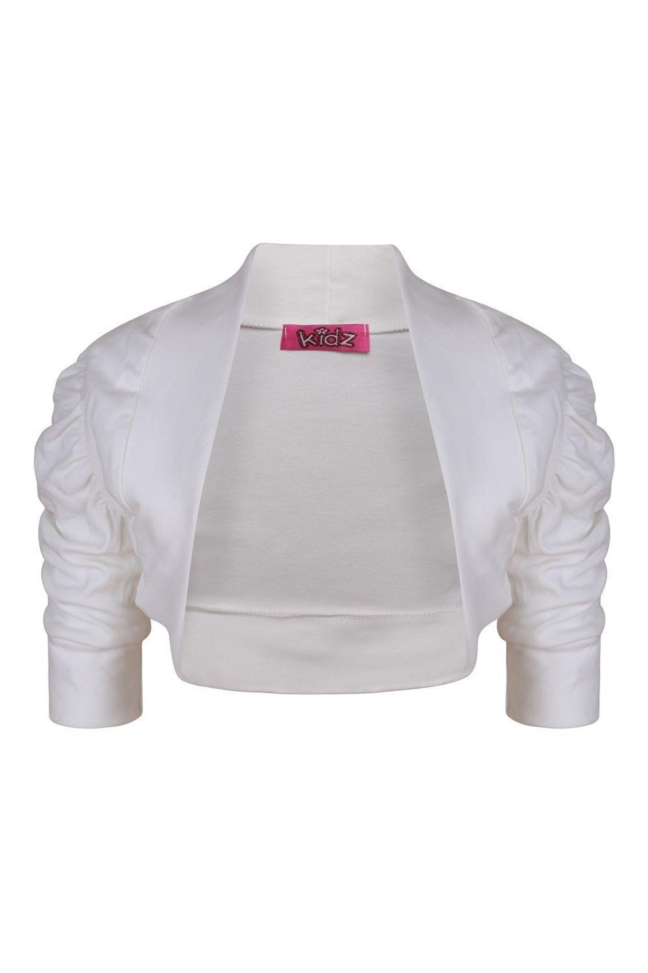 Girls Ruched Sleeve Bolero - White