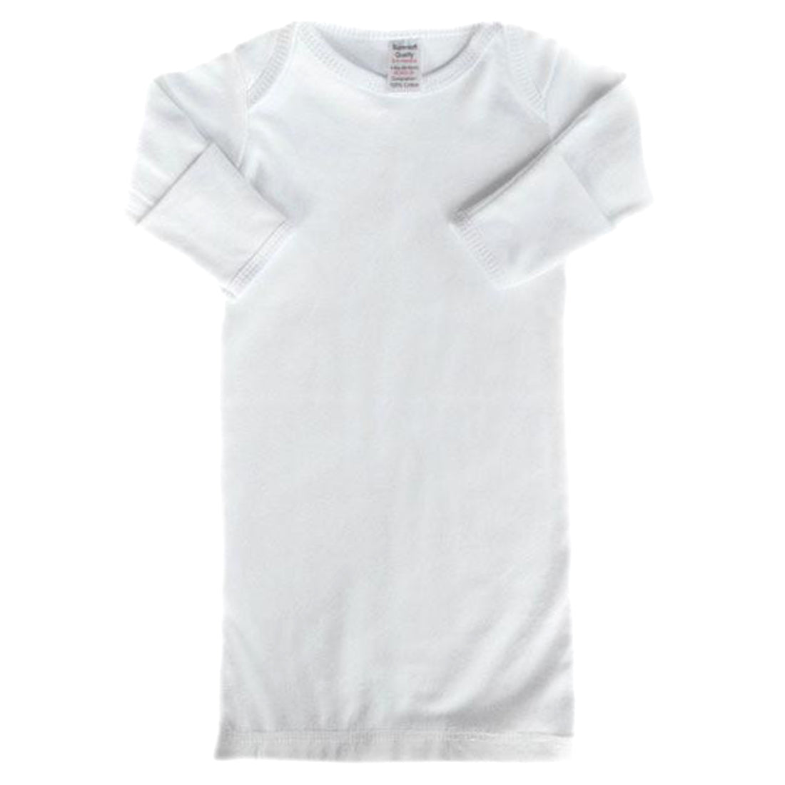 Baby Long Sleeved Layette Gown - White