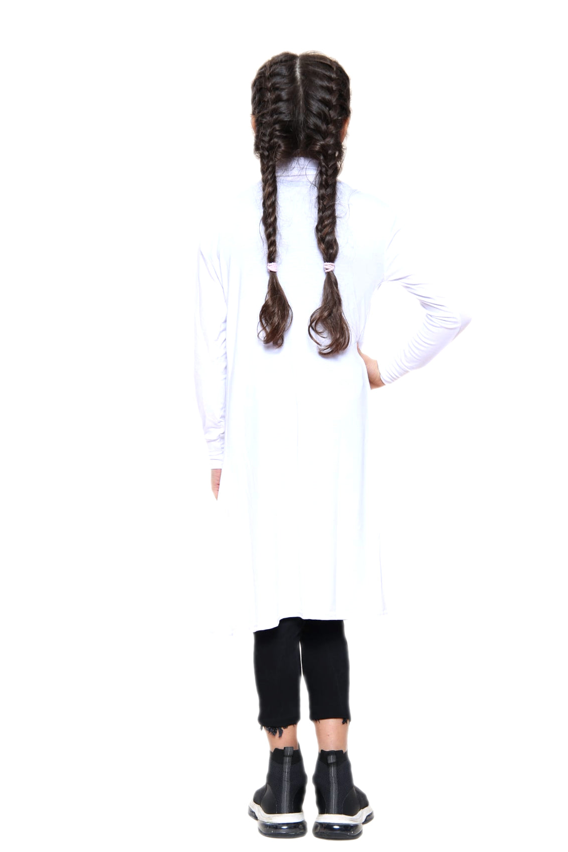 Girls Long Boyfriend Cardigan - White