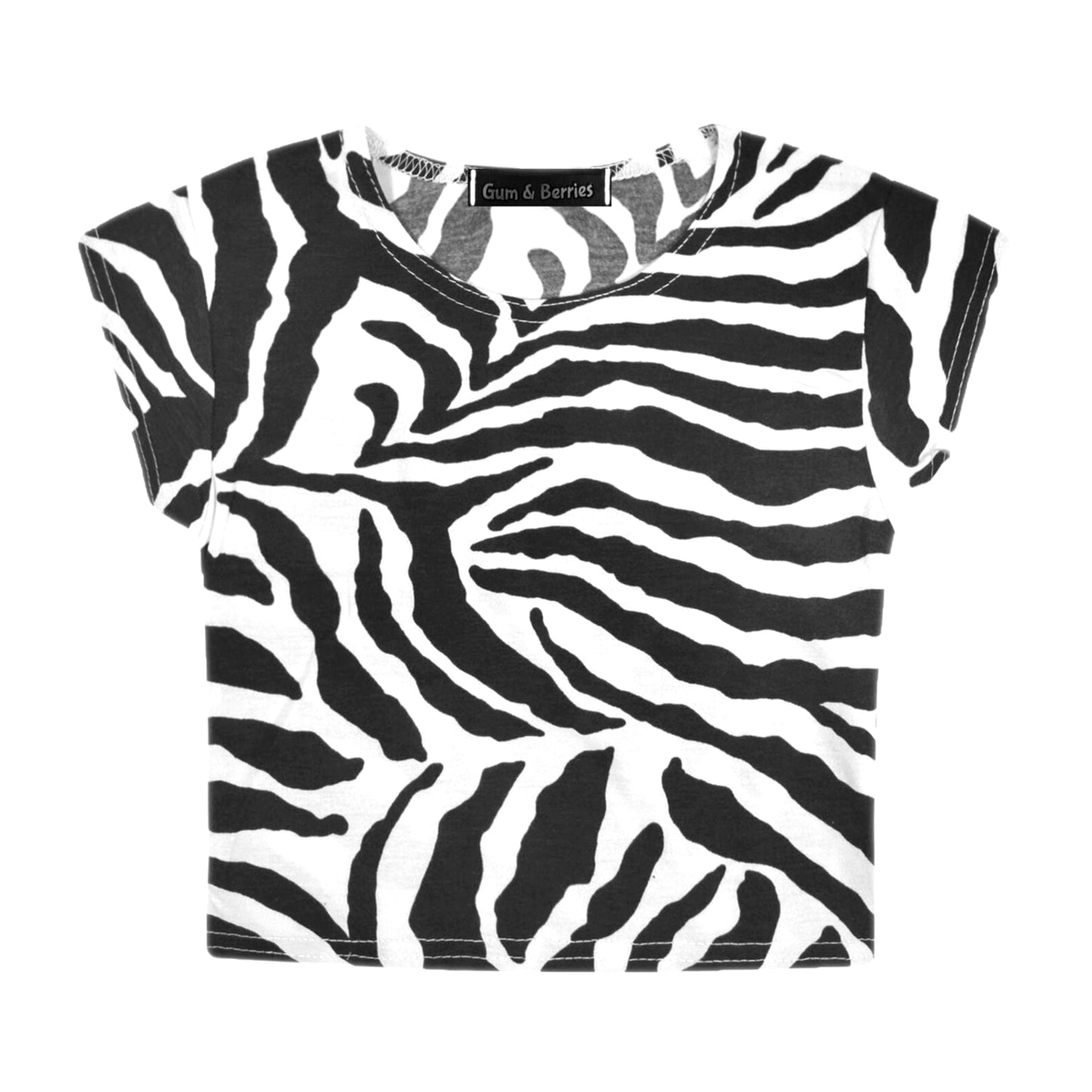 Girls Zebra Print Neon Crop Tops & Shorts