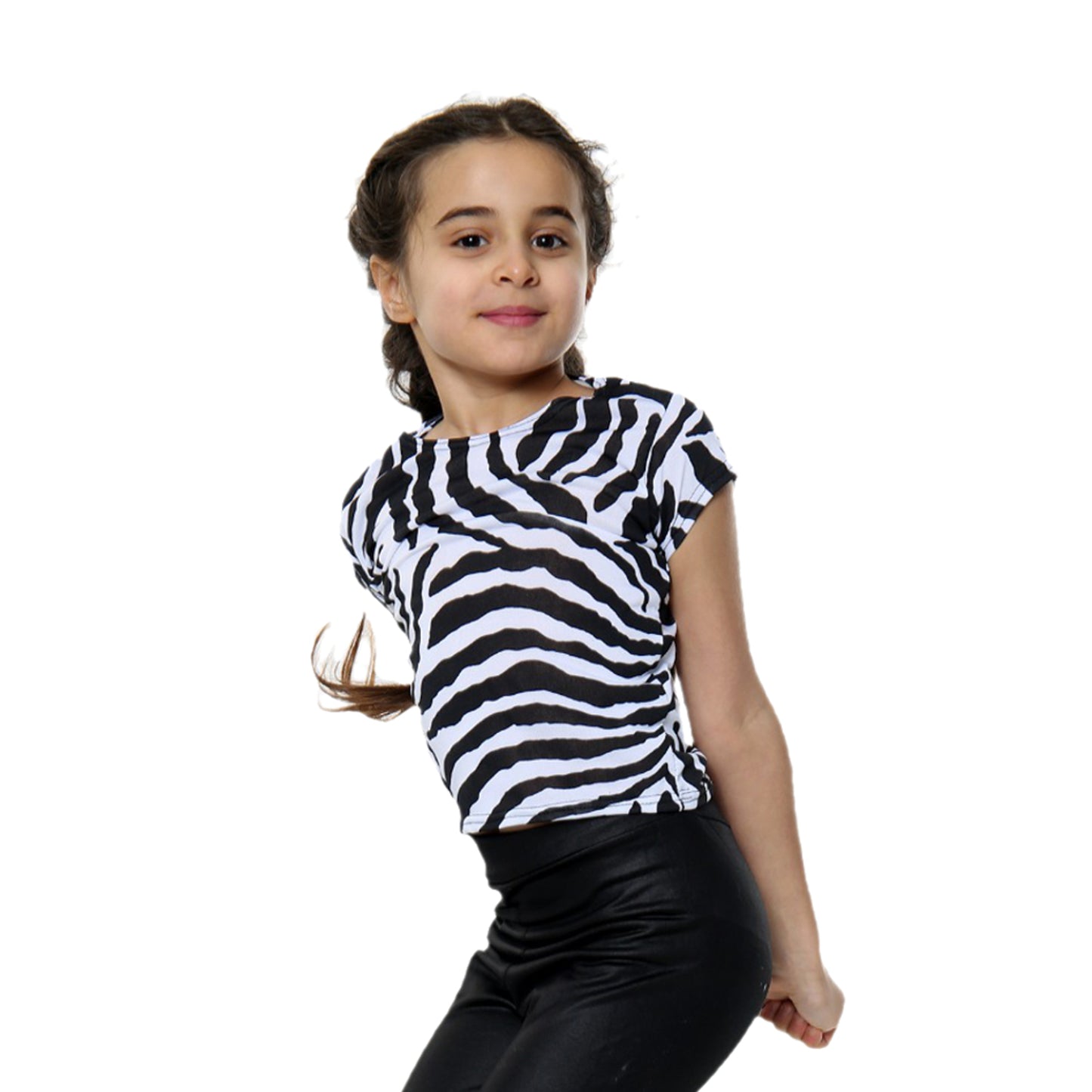 Girls Zebra Neon Crop Tops