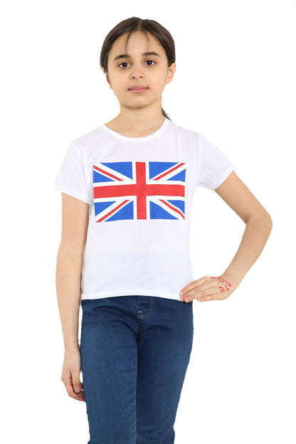 Girls Union Jack Flag T-Shirt Great Britain Coronation Leggings
