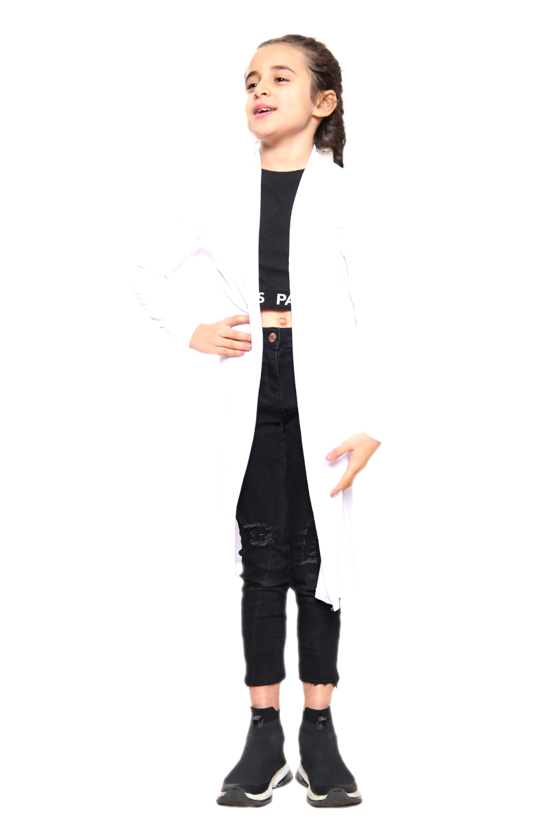 Girls Long Boyfriend Cardigan - White