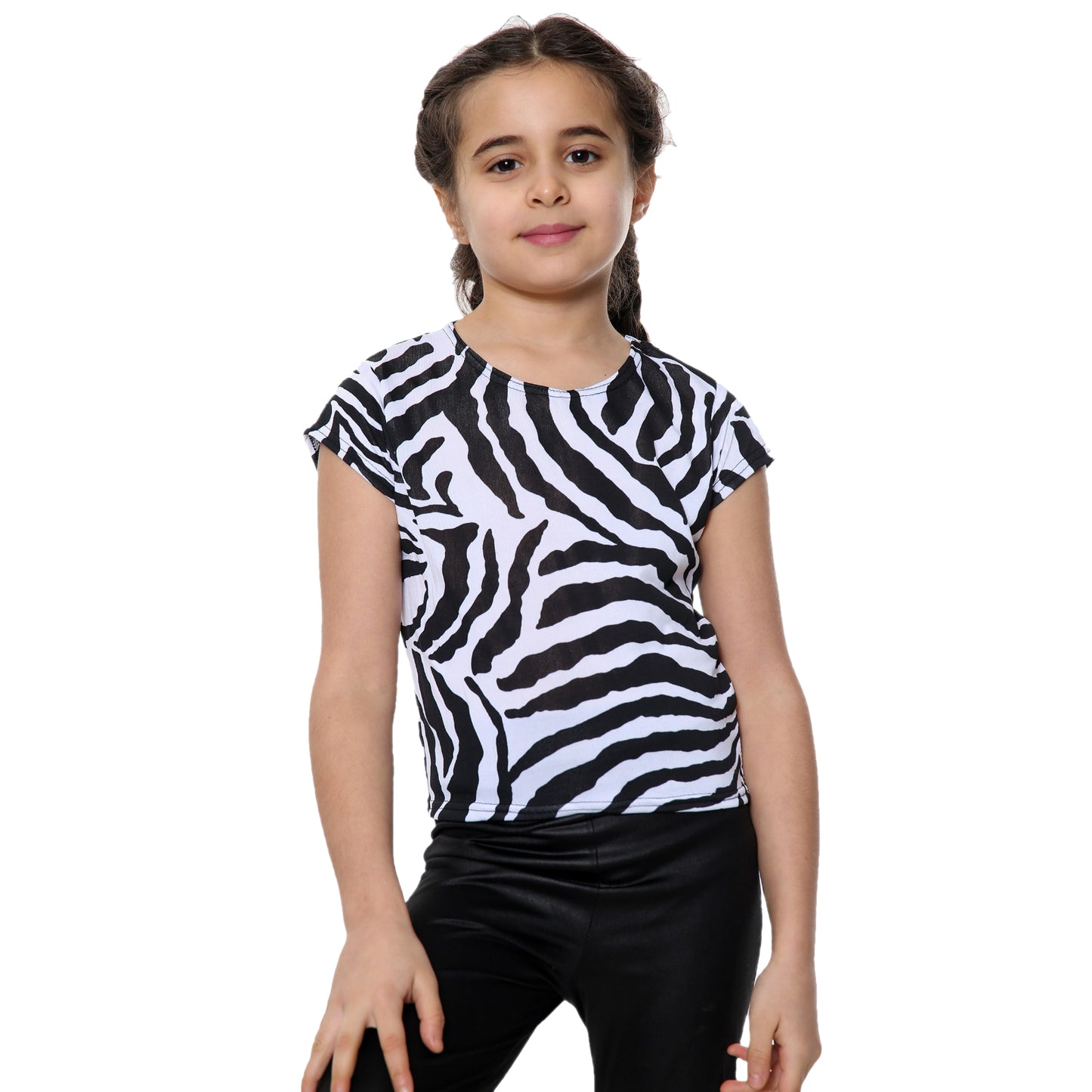 Girls Zebra Neon Crop Tops