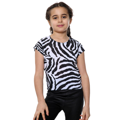 Girls Zebra Neon Crop Tops
