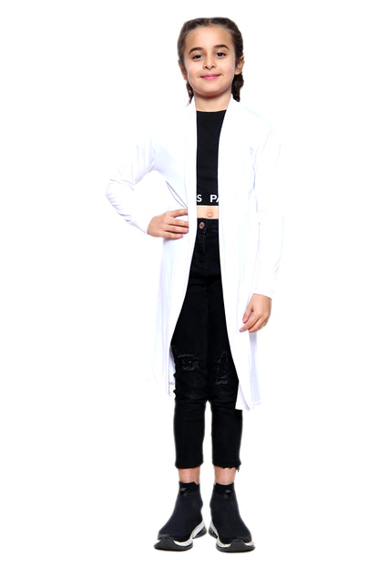 Girls Long Boyfriend Cardigan - White