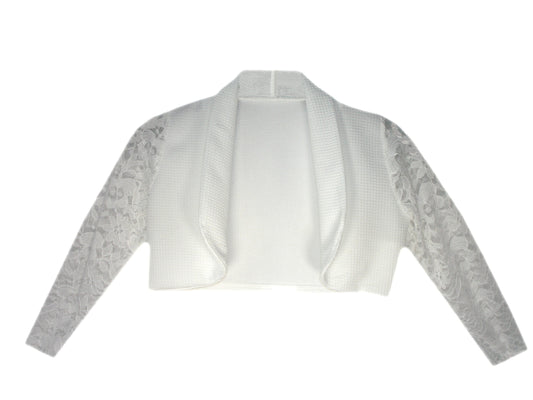 Girls Lace Bolero - White