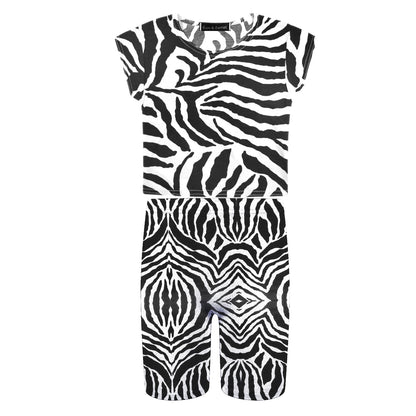 Girls Zebra Print Neon Crop Tops & Shorts