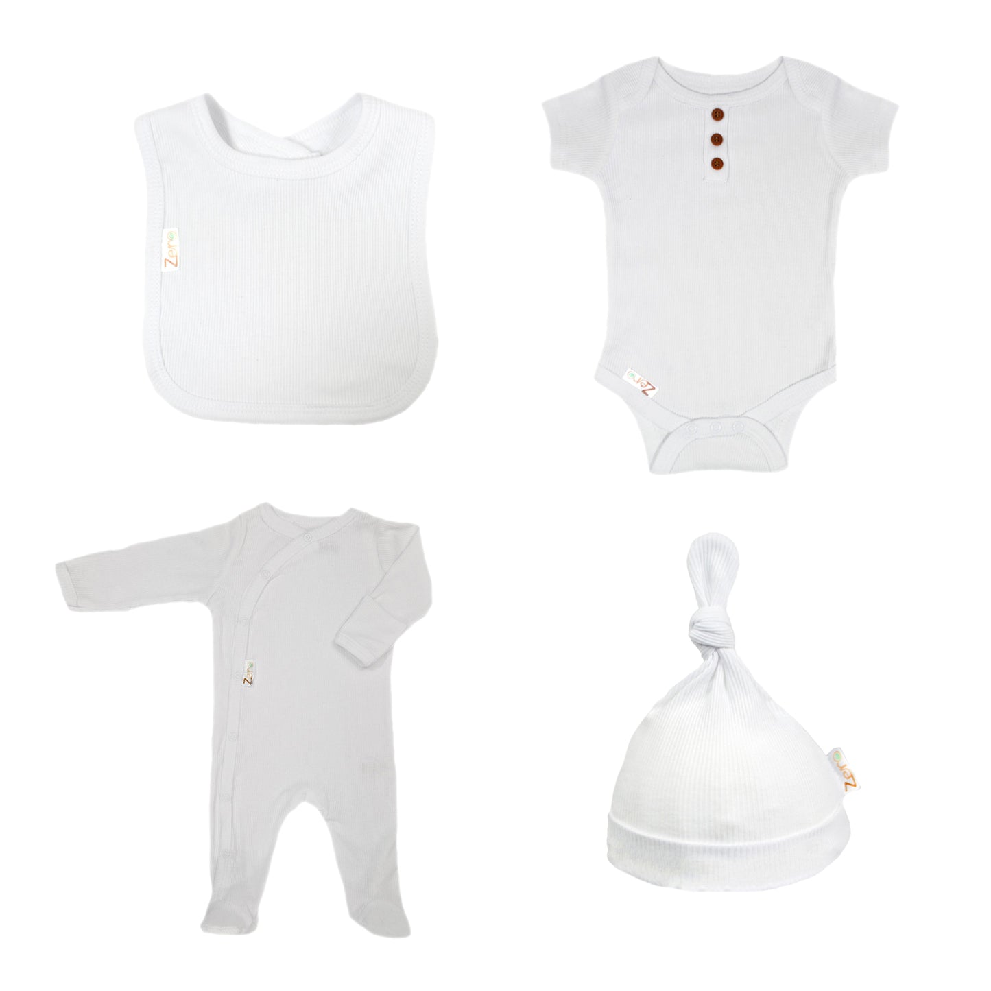 Baby Bodysuit Ribbed Sleepsuit Beanie Hat Bib