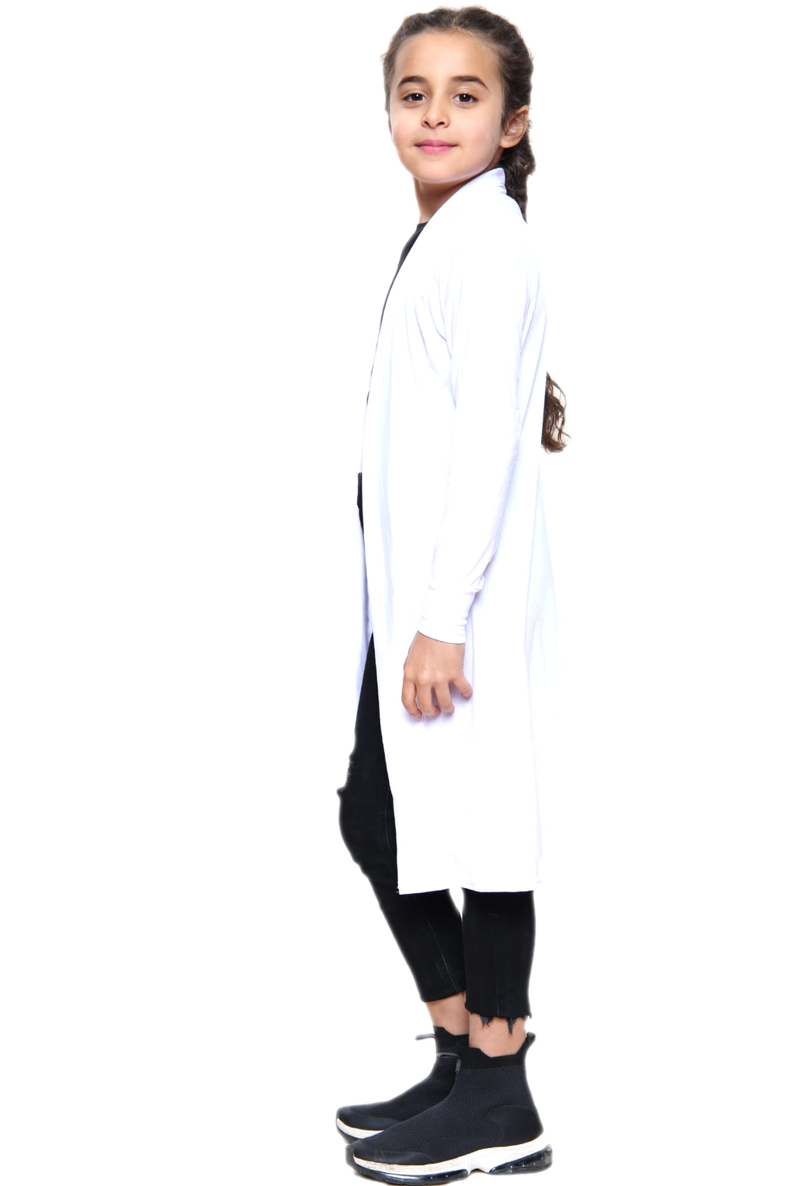 Girls Long Boyfriend Cardigan - White