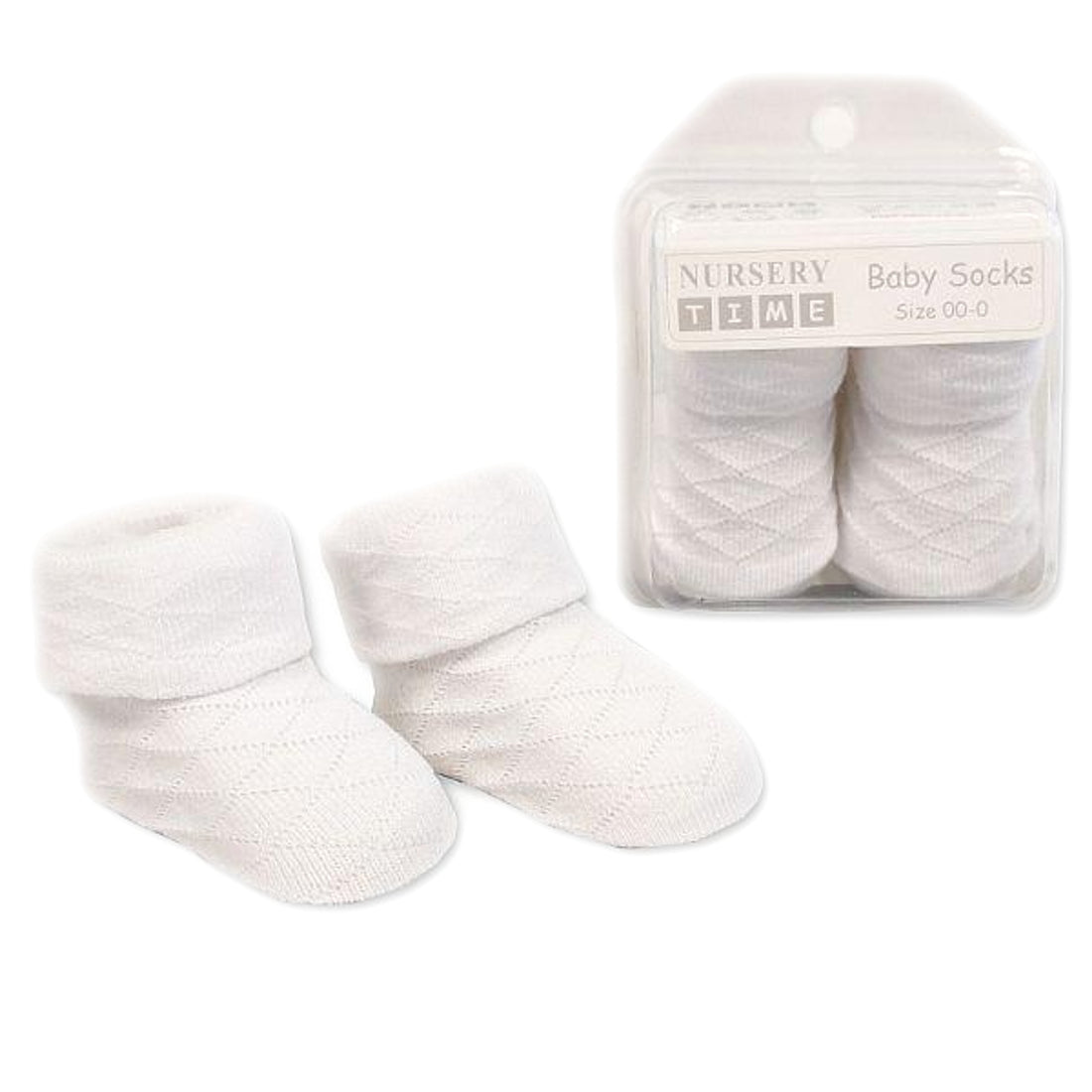 Baby Girls Perforated Diamond Ribbed Turnover Ankle Socks