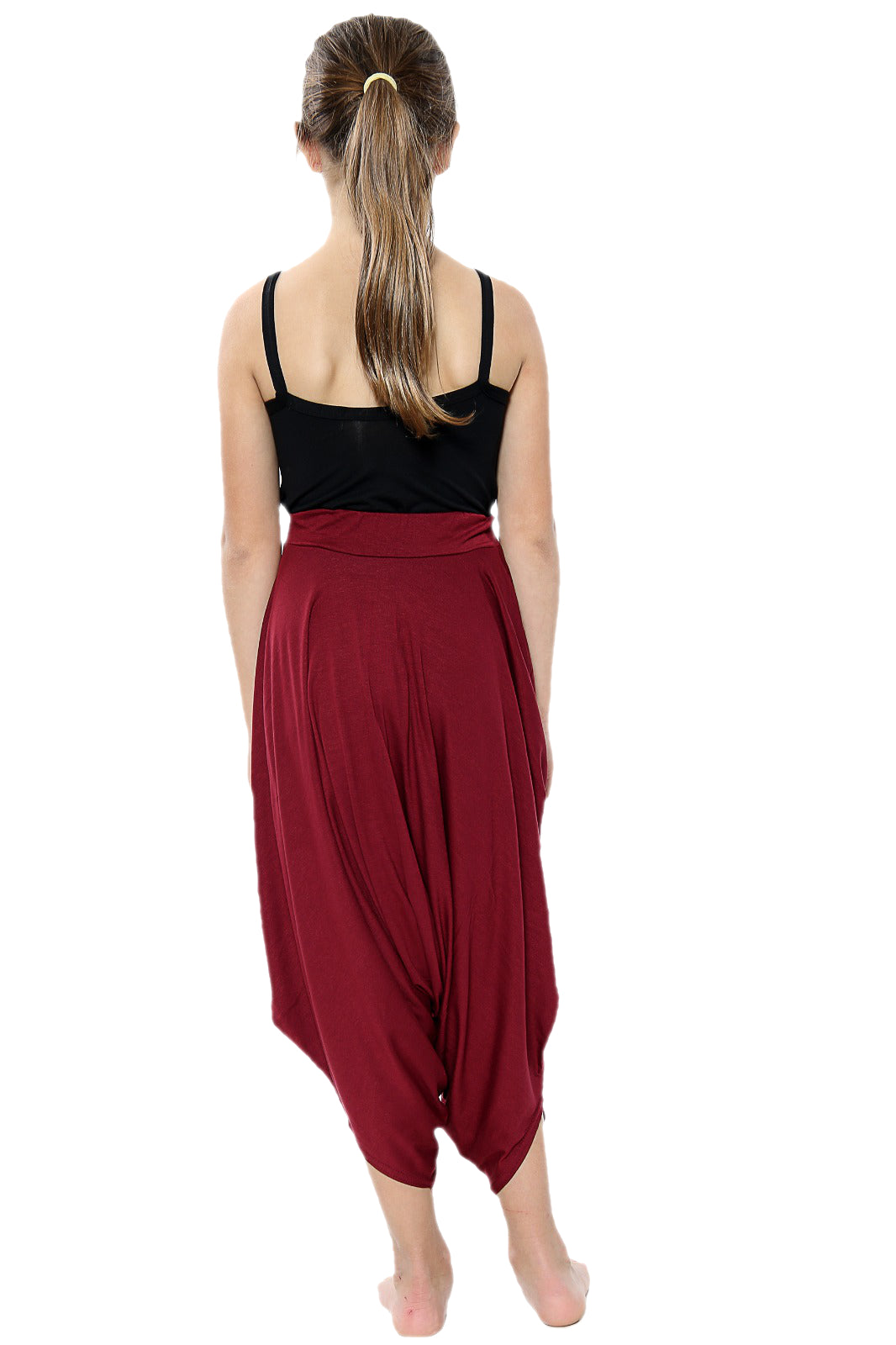 Girls Draping Romper Skirt - Wine Red